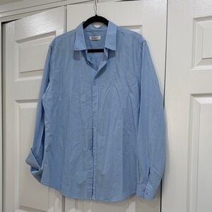 Sky Blue Casual Button Down Shirt 80% cotton 20% linen